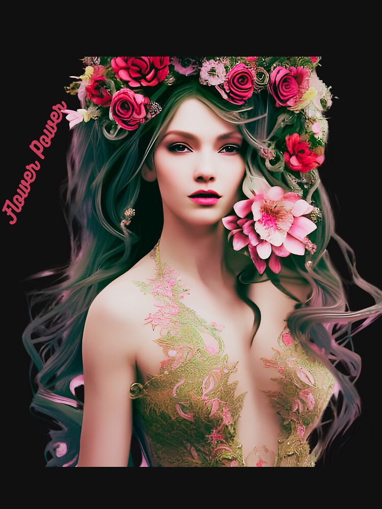 Flowers in hair by FineArtworld7 T-Shirts, Hoodie, Sweatshirt | BlankRebels.com (Image 3)
