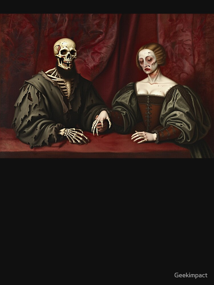 Undead Tudor couple horror haunted house halloween art by Vintage Designs + T-Shirts, Hoodie, Sweatshirt (Image 3)