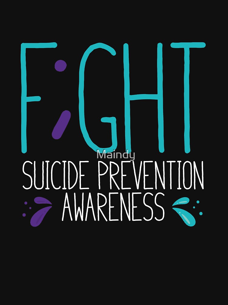 F;ght Fight T-shirt Suicide Prevention T-shirt Purple and Blue Ribbon T-shirt by Maindy Hoodie, Sweatshirt (Image 3)