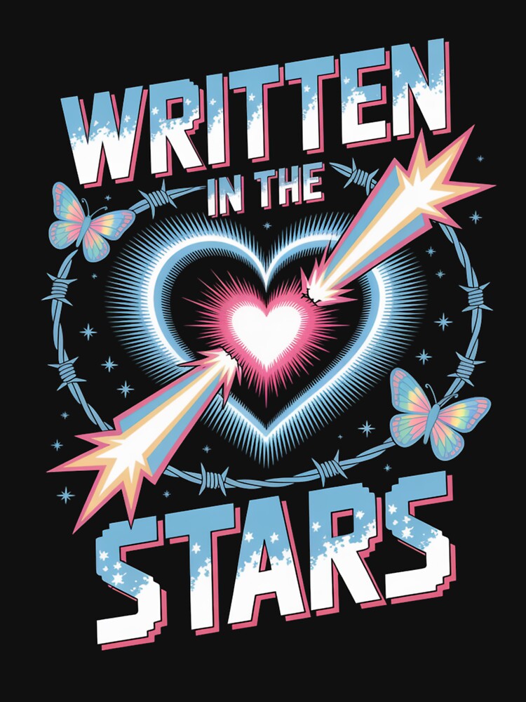 Written In The Stars Barbed Wire Heart Lightning Butterfly Valentine's Day by DarylWelsh2024 T-Shirts, Hoodie,... (Image 3)
