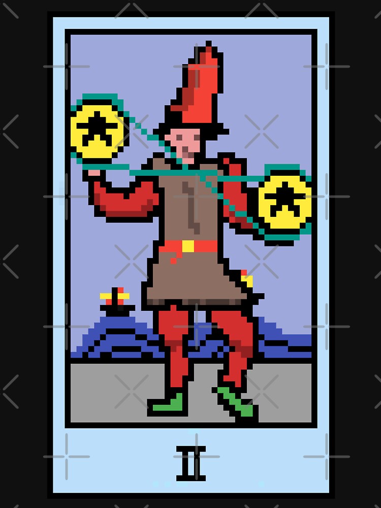 Wait Is This Pixel Art Tarot? Black Minor Arcana 'Two Pentacles' ( Stickers Other Accessories) T-Shirts, Hoodie, Sweatshirt