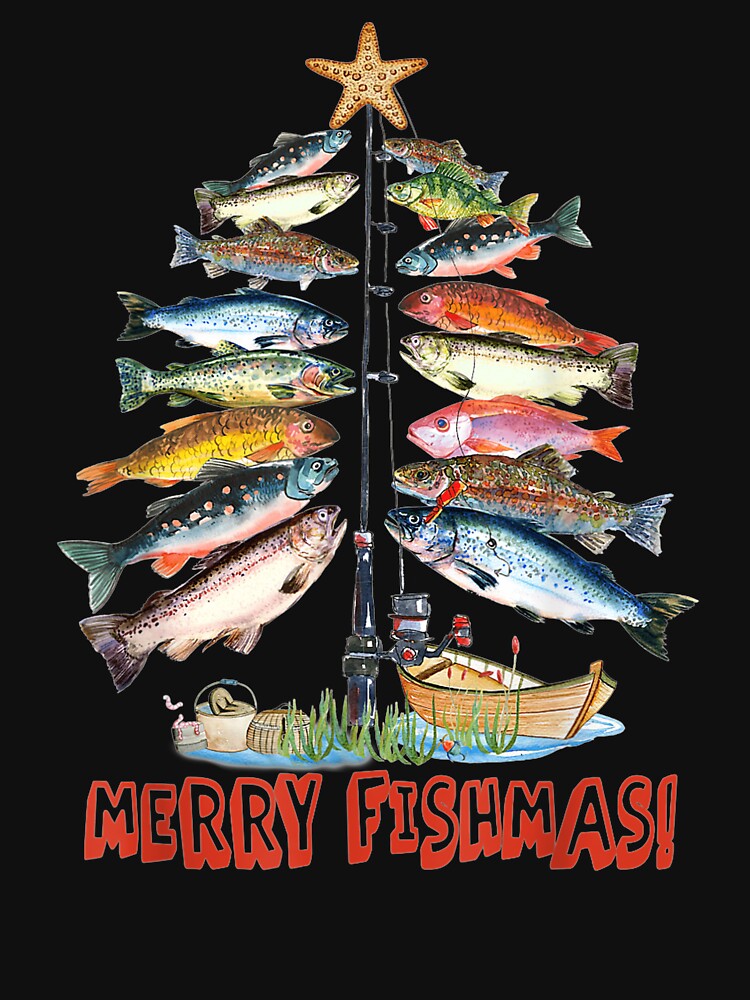 Merry Fishmas Christmas Tree Fish Funny Fishing by perkinshancock T-Shirts, Hoodie, Sweatshirt | BlankRebels.com (Image 3)
