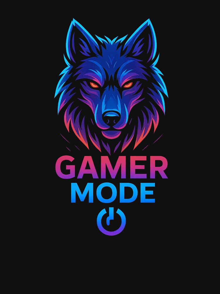 Gamer Mode Wolf Neon Gaming Design | Hardcore Gamer Unisex T-Shirt by MUKUND FASHION DESIGN Hoodie, Sweatshirt (Image 3)
