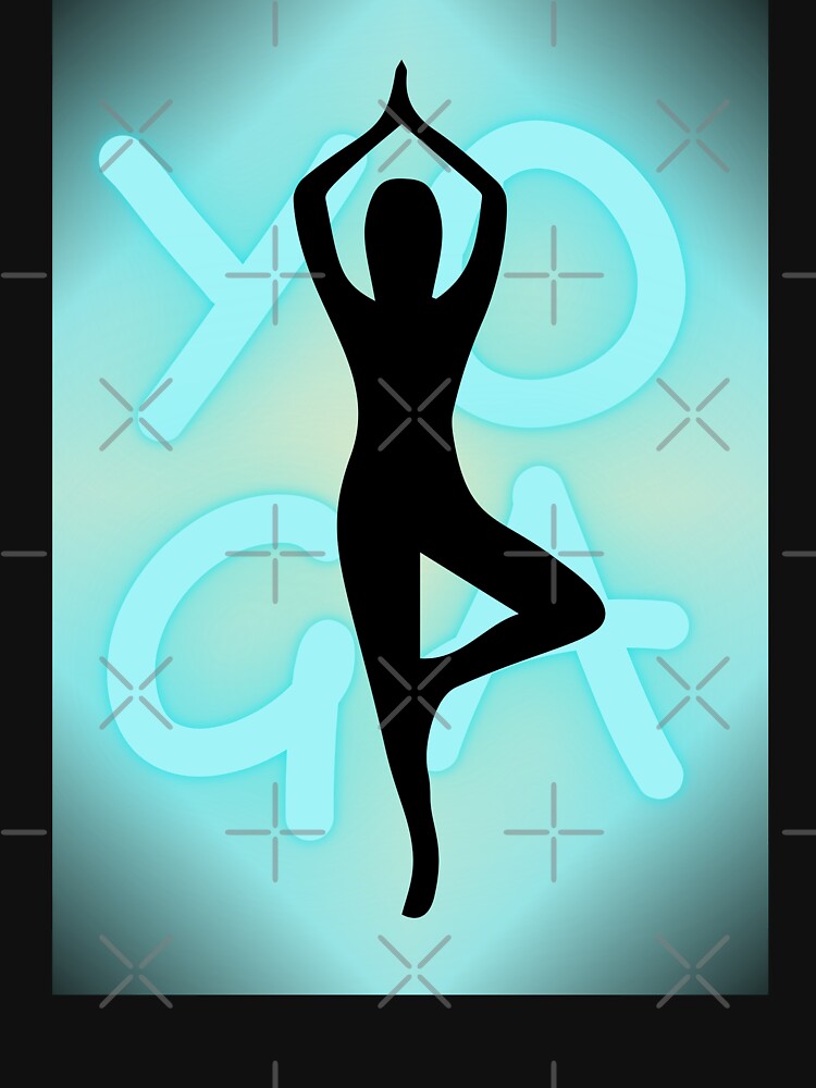 Yoga Pose Neon Blue Yoga Lettering T-Shirts, Hoodie, Sweatshirt