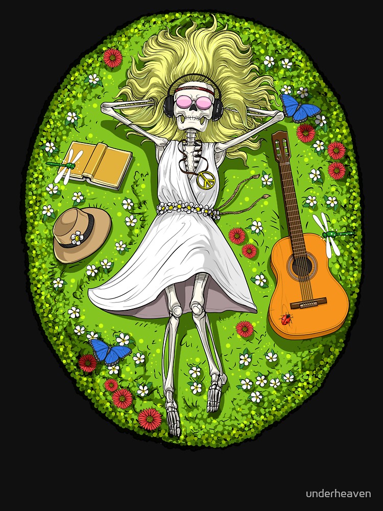 Chilling Hippie Skeleton by underheaven T-Shirts, Hoodie, Sweatshirt | BlankRebels.com (Image 3)