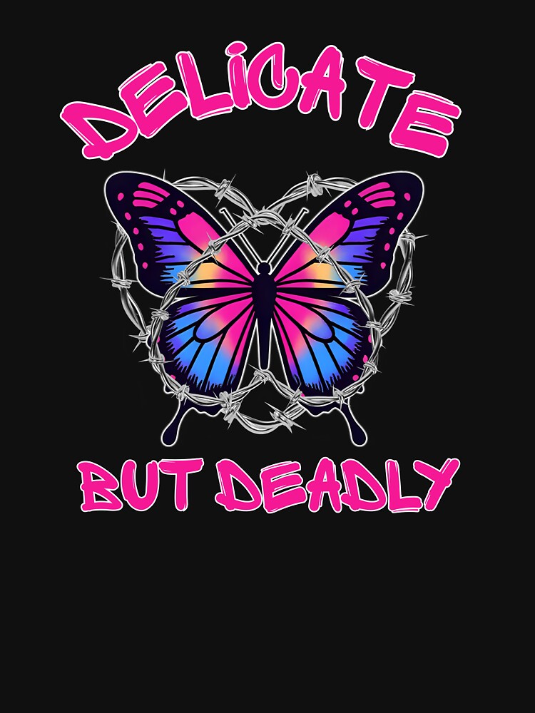 Delicate But Deadly Butterfly Shirt | Edgy Feminine Y2K Streetwear Tee by HeyVibeCo Hoodie, Sweatshirt (Image 3)