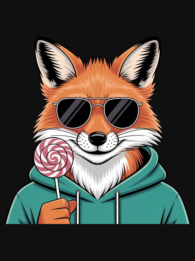 Swag Fox – Cool Funny Fox with Lollipop Cartoon Design by ColorSplash123 T-Shirts, Hoodie, Sweatshirt (Image 3)