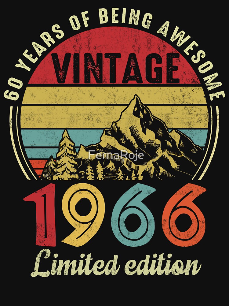 60th Birthday Vintage 1966 Distressed Design Retro Birthday Gift by FernaRoje T-Shirts, Hoodie, Sweatshirt (Image 3)
