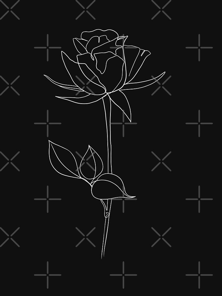 Rose Line Art Illustration Black by StudioMinaar T-Shirts, Hoodie, Sweatshirt | BlankRebels.com (Image 3)