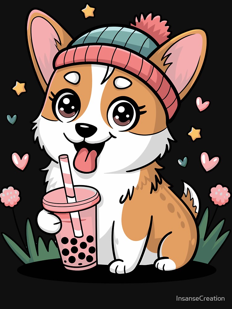 Adorable Corgi Drinking Bubble Tea by InsanseCreation T-Shirts, Hoodie, Sweatshirt | BlankRebels.com (Image 3)