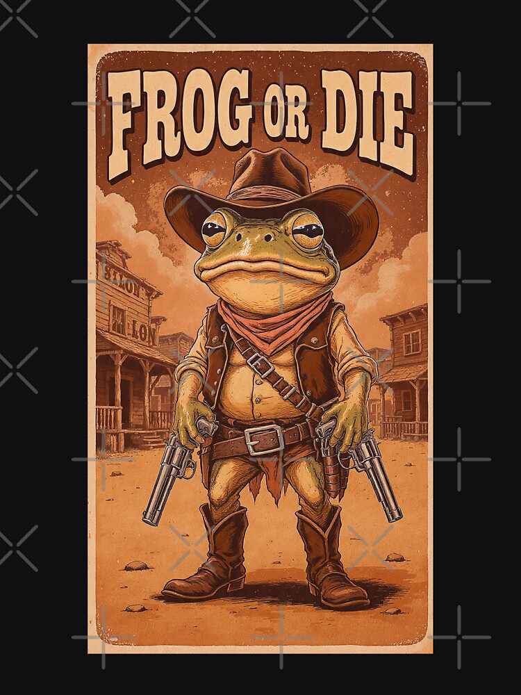 Cowboy Frog Gunslinger - Frog or Die Western Art by PixelQ T-Shirts, Hoodie, Sweatshirt | BlankRebels.com (Image 3)