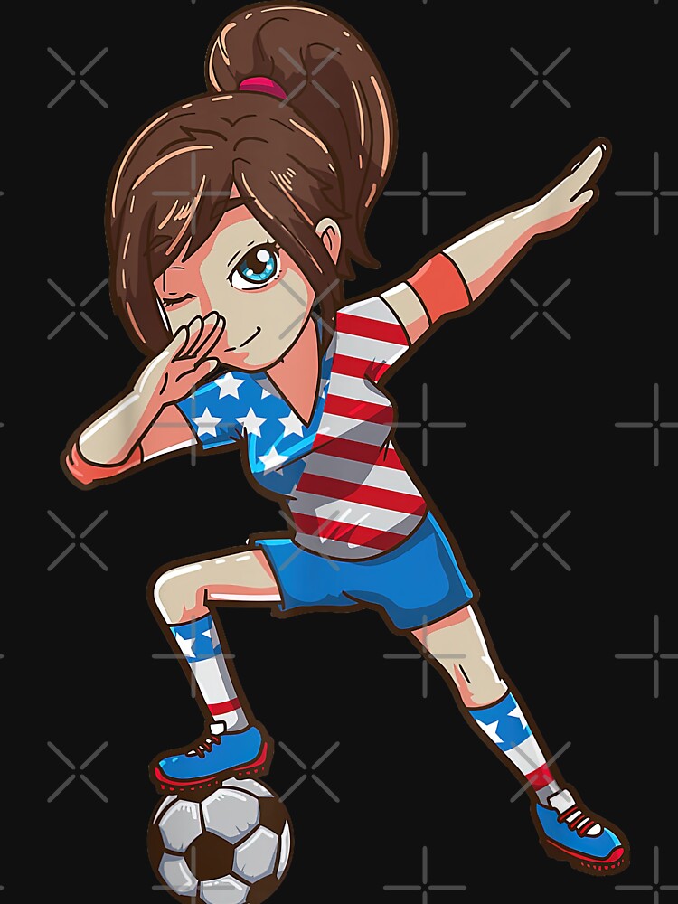 USA Soccer Girl Dabbing Funny Fourth of July Football Player T-Shirt by 3liegy