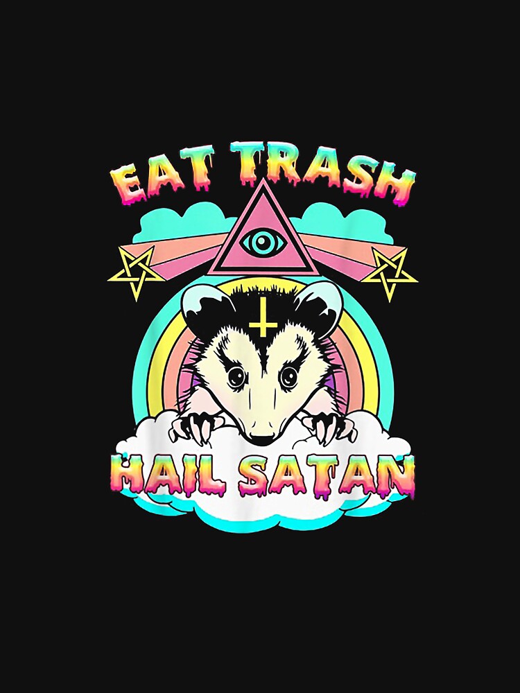 Eat Trash Hail Satan Raccoon Pentagram Satanic Garbage Gang T-Shirt by YolandaRoberts Hoodie, Sweatshirt (Image 3)