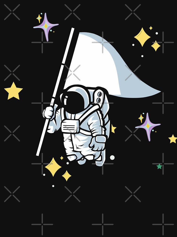 Cute Astronaut Holding Flag – Space Explorer Cartoon Illustration by ConfuseLab Alt T-Shirts, Hoodie, Sweatshirt (Image 3)