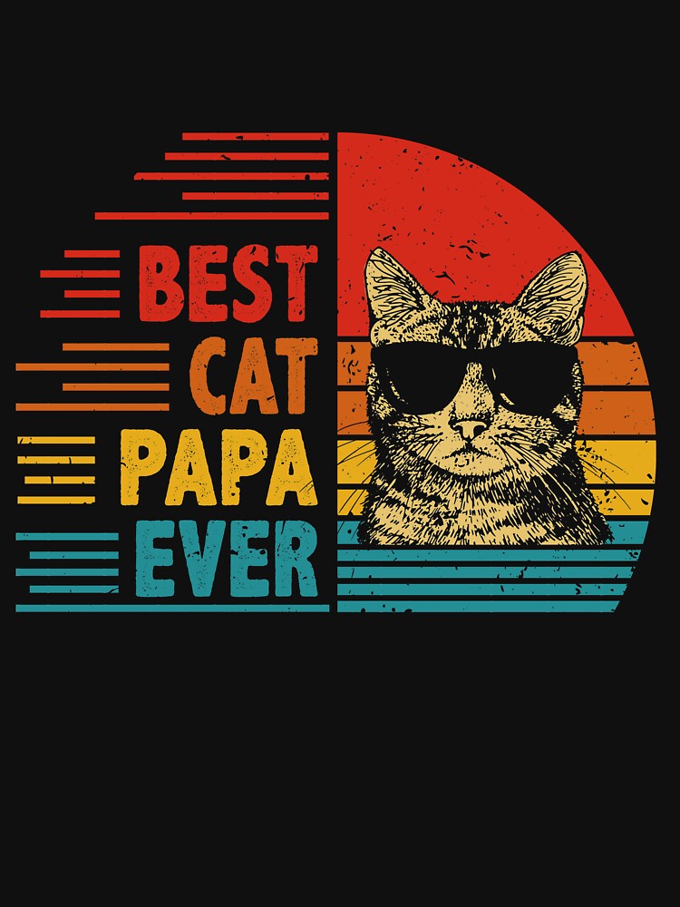 Vintage Retro Best Cat Papa Ever Funny Cat Lover Father's Day Gift by EdwinaEmmanoiCo