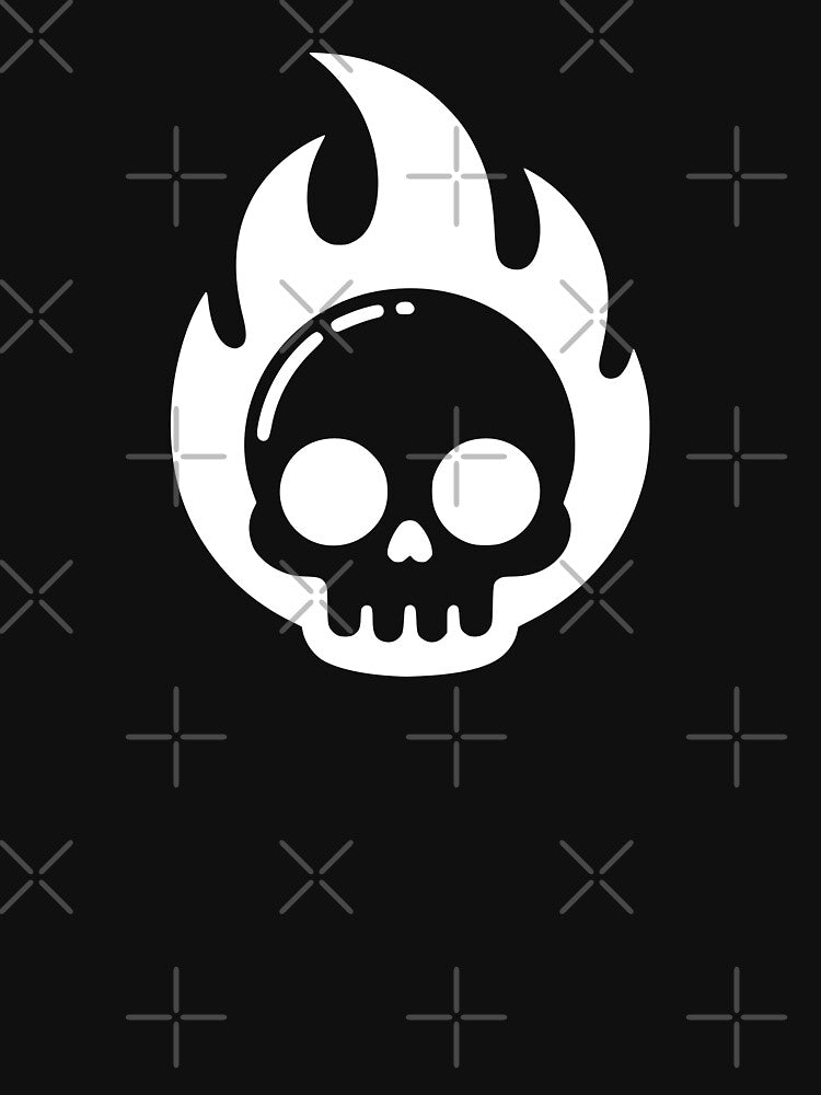 Cute Flaming Skull Minimal Design White by Skulls & Calaveras T-Shirts, Hoodie, Sweatshirt | BlankRebels.com (Image 3)