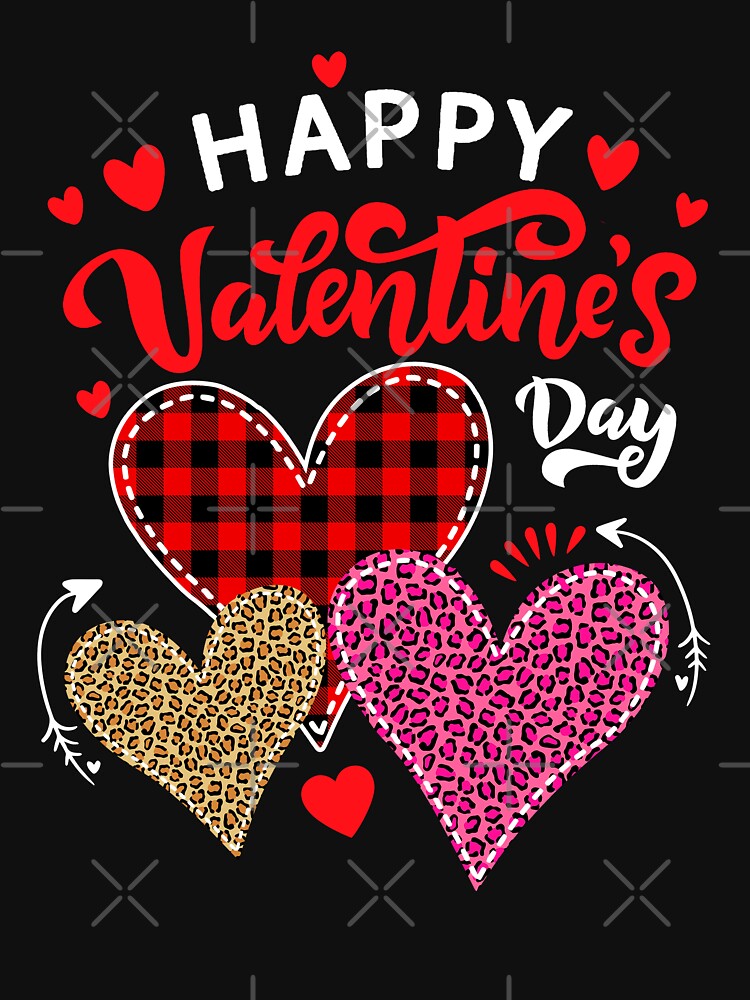 Happy Valentines Day Three Leopard And Plaid Hearts by AdamhollandShop T-Shirts, Hoodie, Sweatshirt (Image 3)