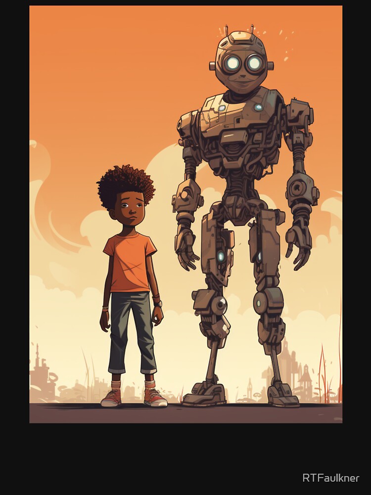 Afrofuturist Boy With Robot Guardian by RTFaulkner T-Shirts, Hoodie, Sweatshirt | BlankRebels.com (Image 3)