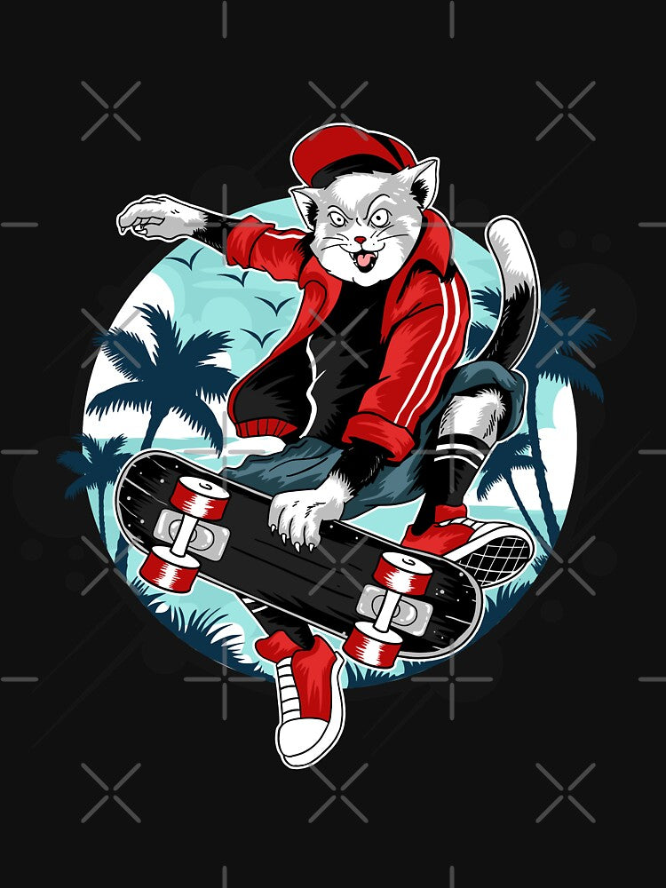 Fierce cat on skateboard in red by urban-color T-Shirts, Hoodie, Sweatshirt | BlankRebels.com (Image 3)