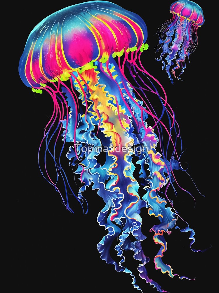 Colorful Psychedelic Neon Jellyfish by Topmaxdesign T-Shirts, Hoodie, Sweatshirt | BlankRebels.com (Image 3)