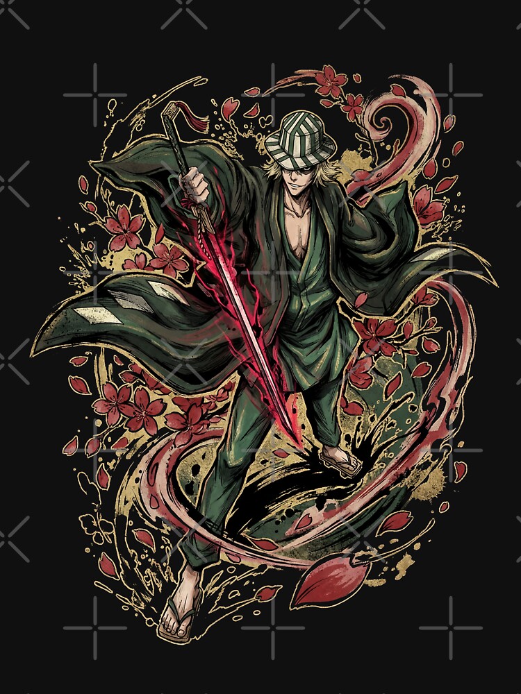 Urahara Exiled Genius Shopkeeper Captain Striped Hat Fan Cane Benihime Crimson Princess Blood Mist Shield Fan Art Portrait Poster T-Shirt Sticker Print Gift by HakoCity