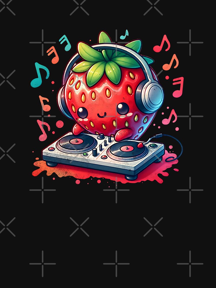 Cute Kawaii Strawberry DJ by ChaosReigns91 T-Shirts, Hoodie, Sweatshirt | BlankRebels.com (Image 3)