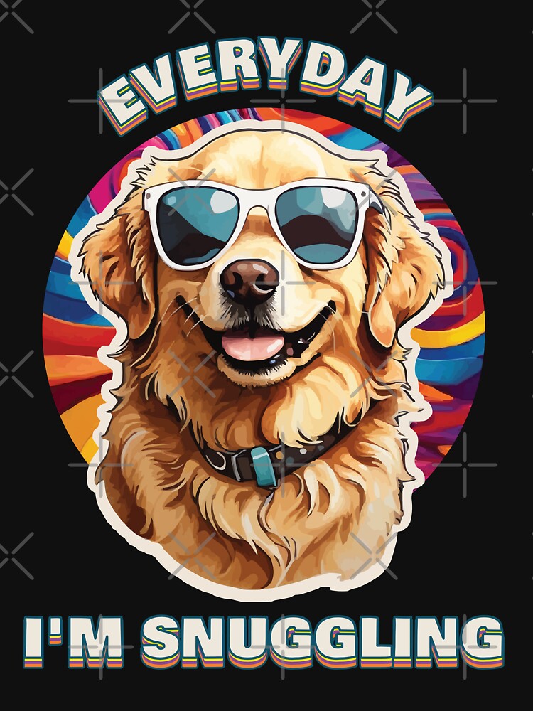 Everyday I'm Snuggling - Funny Golden Retriever Face 70's Disco Themed by thecatcouch T-Shirts, Hoodie, Sweatshirt (Image 3)