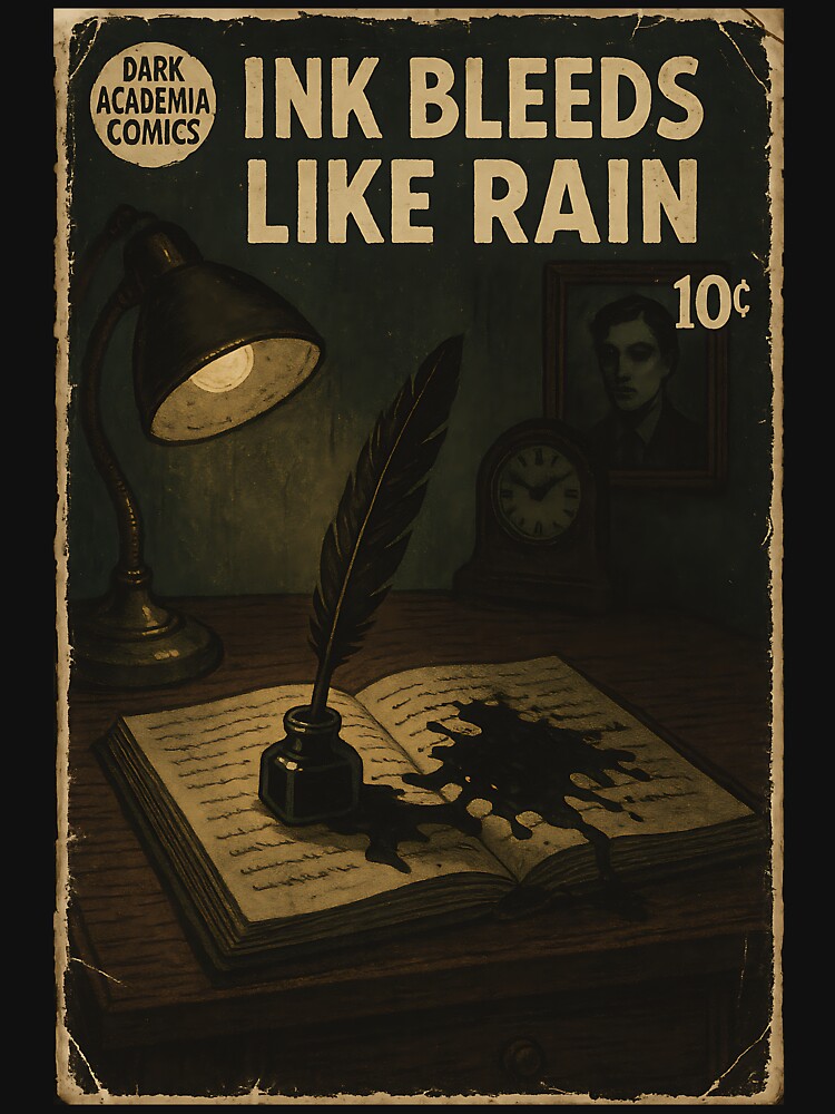 Vintage Dark Academia: Ink bleeds like rain by bapupa T-Shirts, Hoodie, Sweatshirt | BlankRebels.com (Image 3)