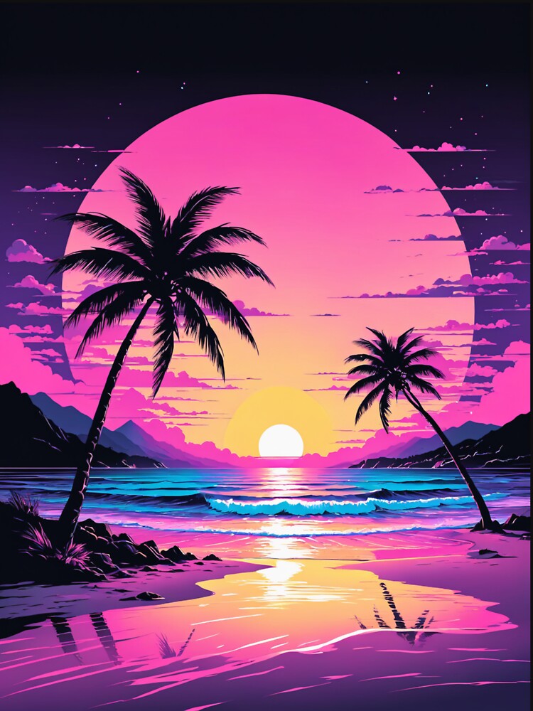 Beach Vaporwave Sunset by GrayWolf123 T-Shirts, Hoodie, Sweatshirt | BlankRebels.com (Image 3)