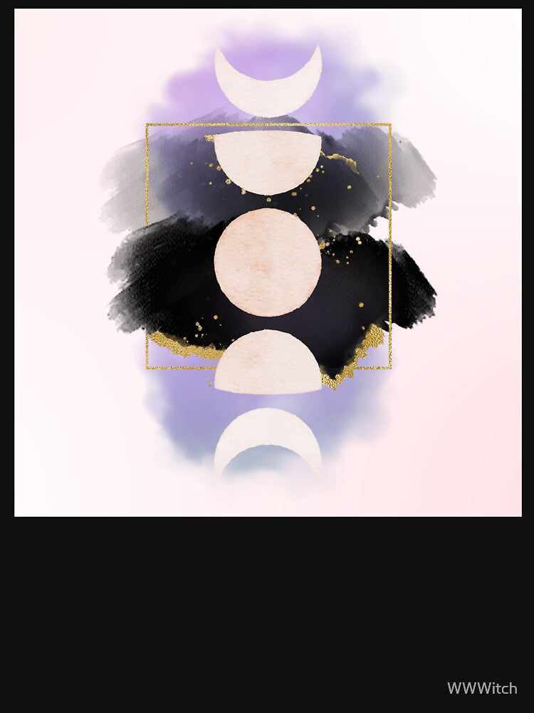 Moon Phase Galactic Watercolour Style Crescent Moon by WildWoodlandWitch T-Shirts, Hoodie, Sweatshirt (Image 3)
