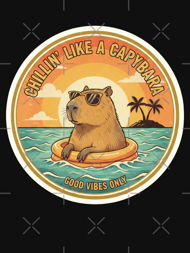 Retro Capybara Summer Vibes - Chillin' Like a Capybara Vintage Sticker by Cophros T-Shirts, Hoodie, Sweatshirt (Image 3)