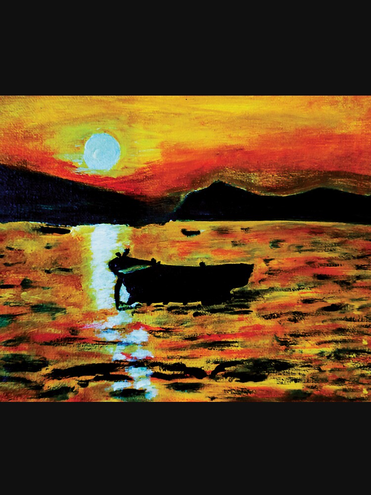 Sunset Oil Painting, Canvas Landscape Art by pineappledizajn T-Shirts, Hoodie, Sweatshirt | BlankRebels.com (Image 3)