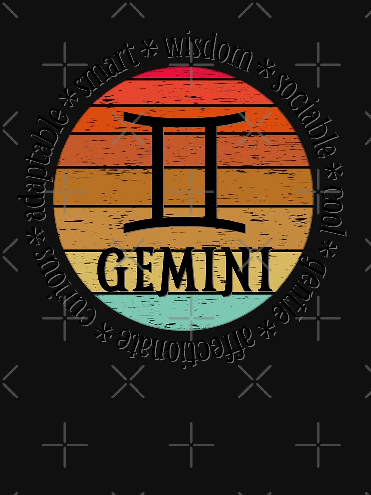 Gemini,zodiac sign and lettering, sunset retro style by plastic2021 T-Shirts, Hoodie, Sweatshirt | BlankRebels.com (Image 3)