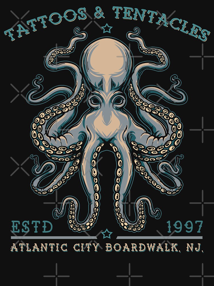 Tattoos & Tentacles, Octopus Tattoo, Studio Atlantic City by Proverbial Wisdom Design T-Shirts, Hoodie, Sweatshirt (Image 3)