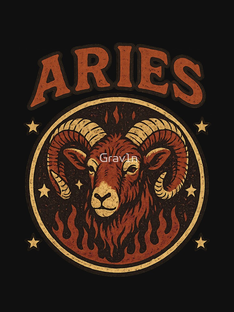 Vintage Aries Zodiac Design – Retro Ram Astrology Art by Grav1n T-Shirts, Hoodie, Sweatshirt | BlankRebels.com (Image 3)