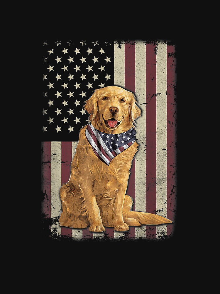 Golden Retriever American Flag Bandana 4th Of July by DarrenGutmann T-Shirts, Hoodie, Sweatshirt | BlankRebels.com (Image 3)