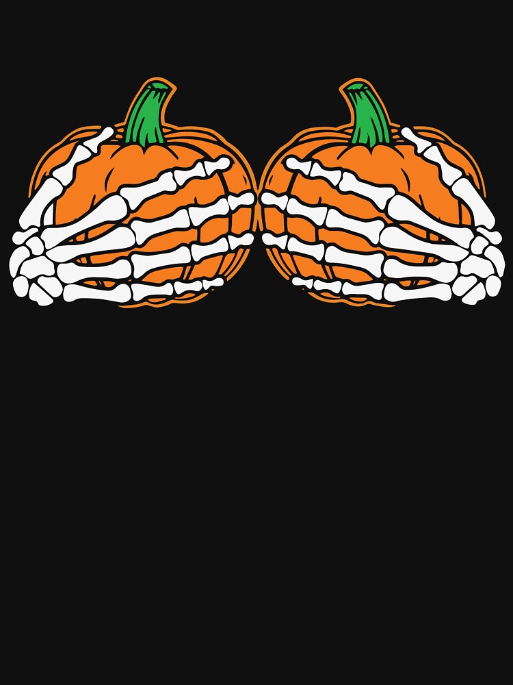 Skeleton Hands On Chest Pumpkin Funny Halloween by Teapot-art T-Shirts, Hoodie, Sweatshirt | BlankRebels.com (Image 3)
