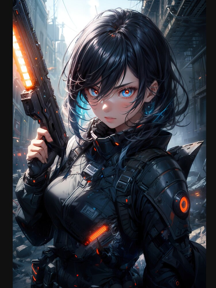 Manga Sci Fi Soldier Gun Portrait T-Shirts, Hoodie, Sweatshirt