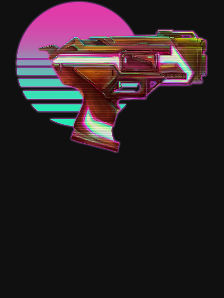 Cyberpunk Vaporwave Cyberwave Gun Blaster Pistol by banditjoj T-Shirts, Hoodie, Sweatshirt | BlankRebels.com (Image 3)