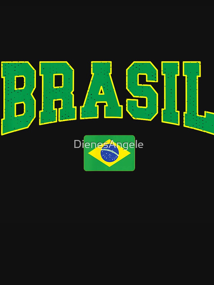 Brasil Flag Athletic Distressed Vintage Soccer Typography Sports Graphic Art by DienesAngele