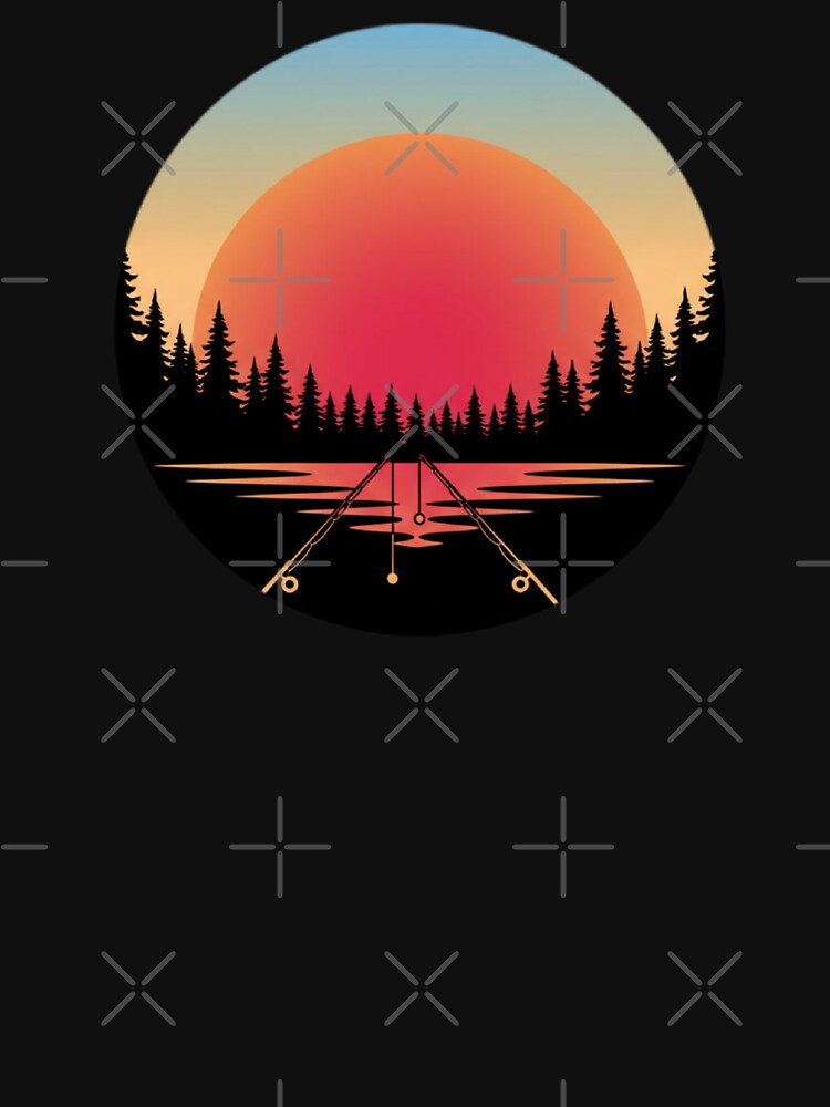 Peaceful Sunset Fishing Rod - Lake Forest Retro Sunset by DailySparks T-Shirts, Hoodie, Sweatshirt (Image 3)