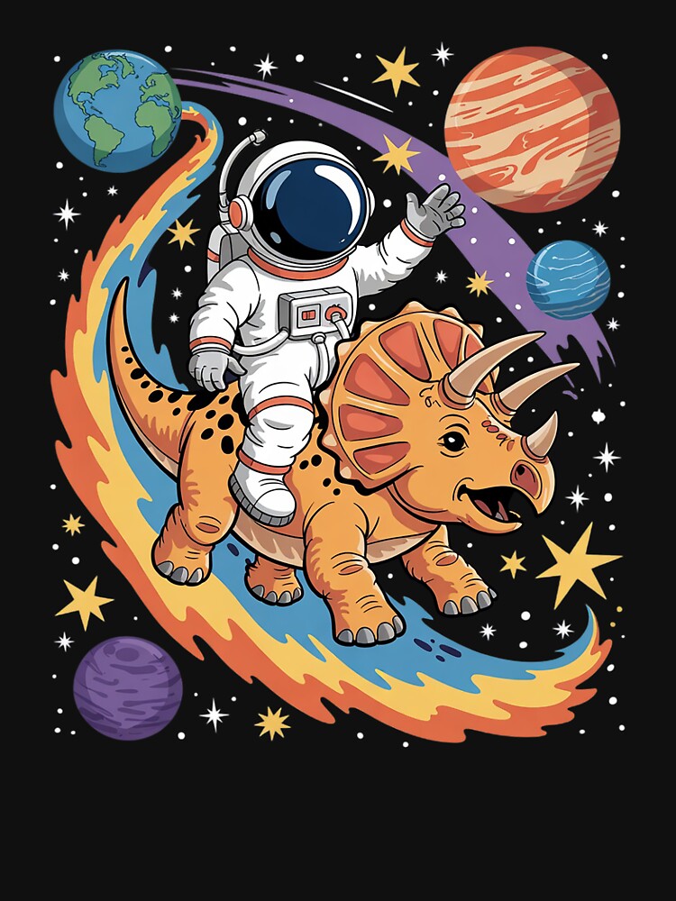 Astronaut Planets Dino Triceratops Dinosaur Space Galaxy by joyouartArt