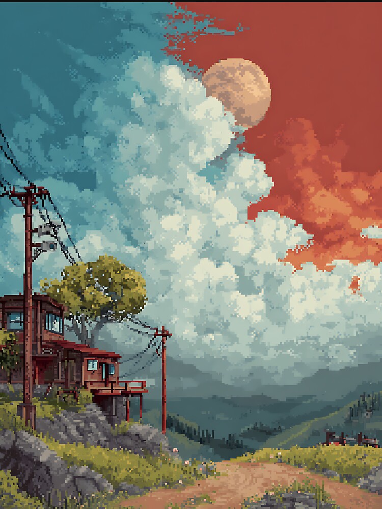 Minimal Pixel Art Landscape by bapupa T-Shirts, Hoodie, Sweatshirt | BlankRebels.com (Image 3)
