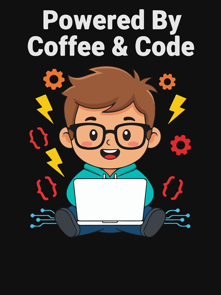 Powered By Coffee & Code Programmer T-Shirt  Funny Developer Cartoon Design by Design-Pro-21 Hoodie, Sweatshirt (Image 2)