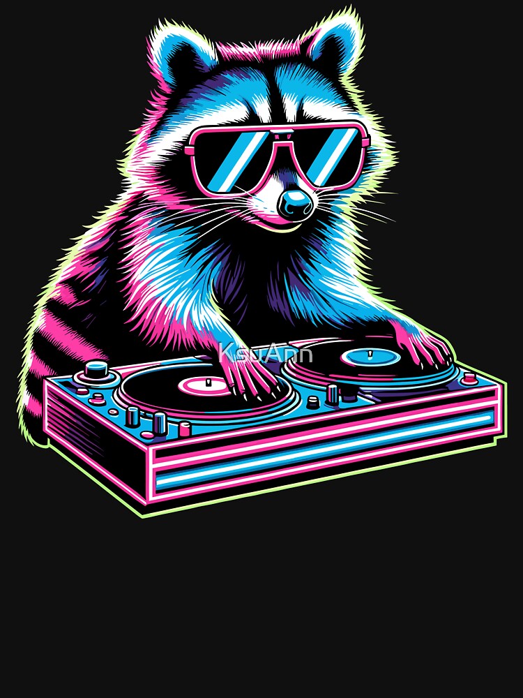 Retro Raccoon DJ Funny Raccoon by KsuAnn T-Shirts, Hoodie, Sweatshirt | BlankRebels.com (Image 3)