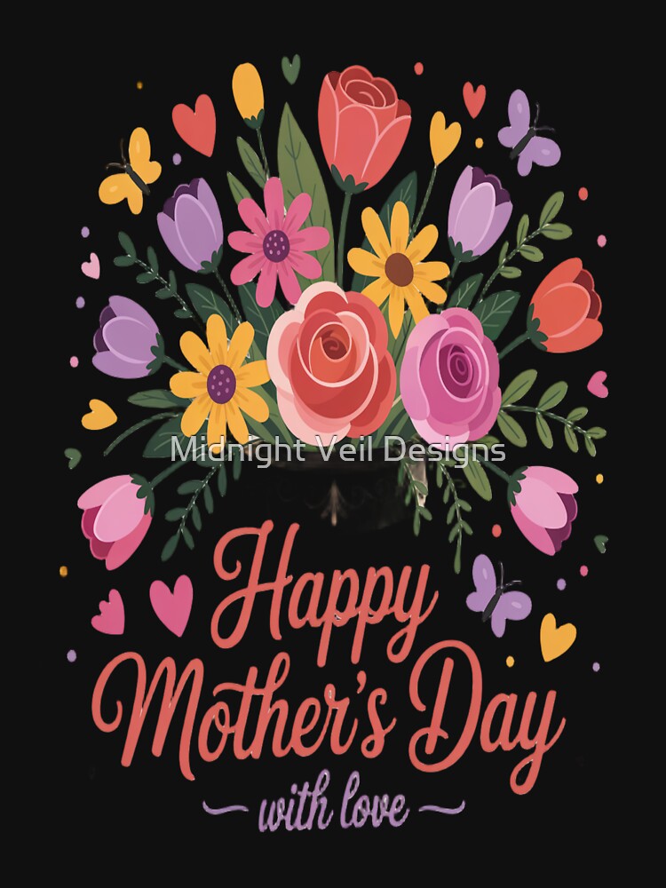 Happy Mother's Day Vibrant Floral Bouquet with Love by Midnight Veil Designs T-Shirts, Hoodie, Sweatshirt (Image 3)