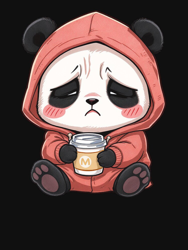 Tired Kawaii Panda with Coffee | Funny Gen Z Chibi Panda Cartoon by ColorSplash123 T-Shirts, Hoodie, Sweatshirt (Image 3)