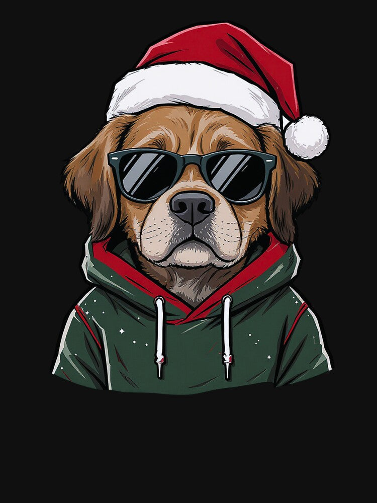 Chill Dog in Christmas Hoodie | Funny Cool Dog Christmas Cartoon by ColorSplash123 T-Shirts, Sweatshirt (Image 3)