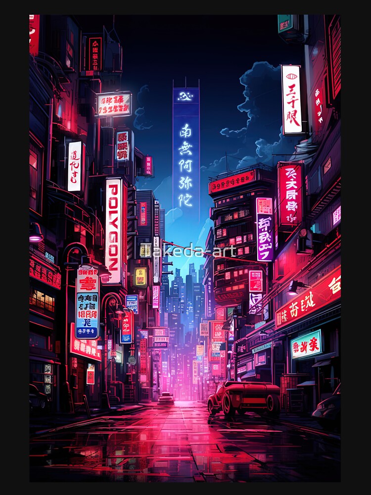 Cyberpunk Tokyo Night Street by Takeda-art T-Shirts, Hoodie, Sweatshirt | BlankRebels.com (Image 3)