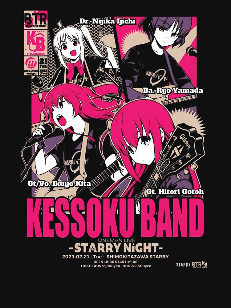Bocchi The Rock Kessoku Band Starry Night by WingedGiraffes T-Shirts, Hoodie, Sweatshirt | BlankRebels.com (Image 3)